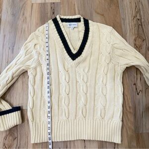 BEVERLY HILLS x REVOLVE V Neck Cable Knit Sweater in Ivory Size XS